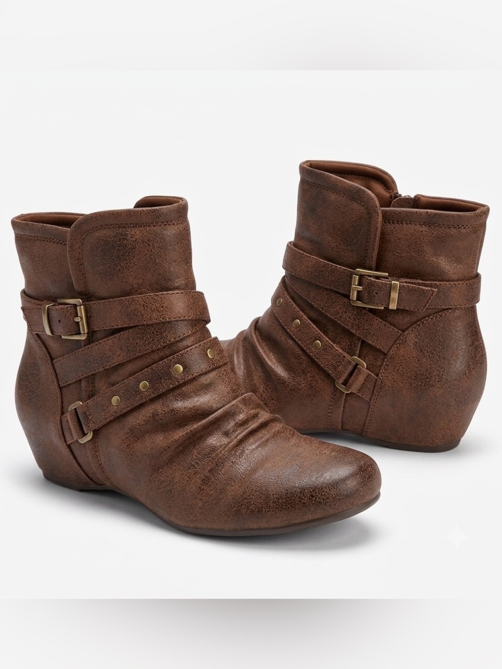 Jessica Cline NWOT Brown Faux Leather Zip Up Ankle Booties